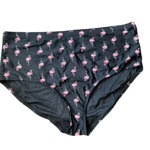 Swim by Cacique Flamingo Black High‎ Waist Bottoms Size 18